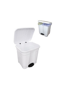 Papelera Plástico Blanca con Pedal 48 litros Ref.6448P