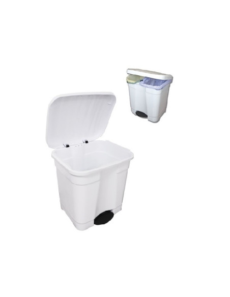 Papelera plástico blanca con pedal 48 litros Ref.6448P ud.