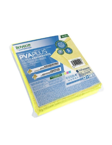 Bayeta microfibra Amarilla PV-APLUS Super absorvente secado rápido 5 unds.