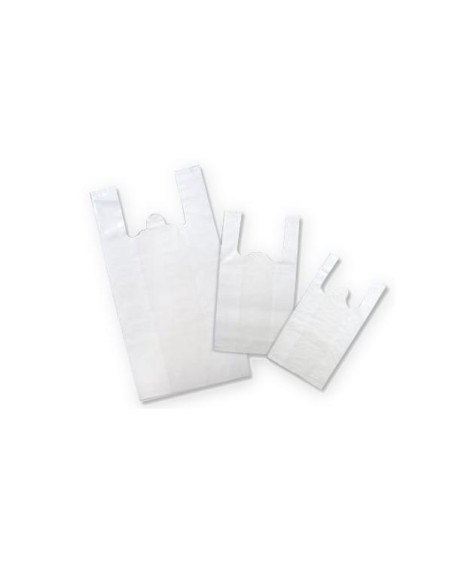 Bolsa camiseta blanca HDPE Recicladas Reutilizables 42x53 G-200 paquete 100uds