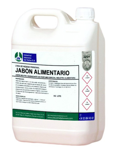 Jabón gel de manos Alimentario Bactericida 5 litros